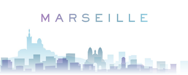 Obraz premium Marseille Transparent Layers Gradient Landmarks Skyline