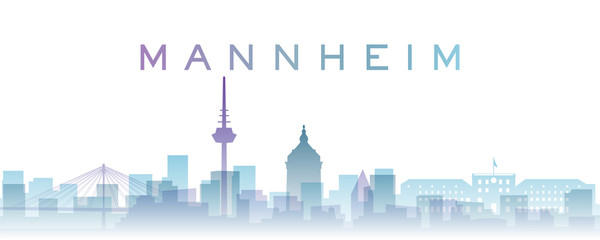 Mannheim Transparent Layers Gradient Landmarks Skyline - obrazy, fototapety, plakaty