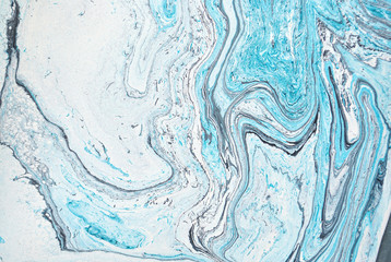 Blue marble abstract acrylic background. Marbling artwork texture. Liquid acrylic pattern