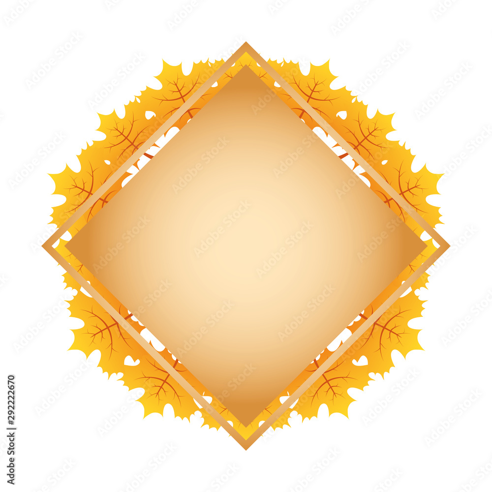 Poster autumn square frame with leafs decoration