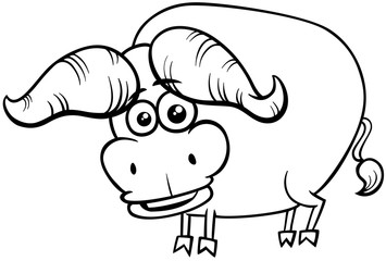 African buffalo animal character coloring book
