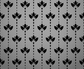 Flower geometric pattern. Seamless vector background. Black ornament