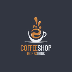 coffee hot cup logo on dark background - 292224257