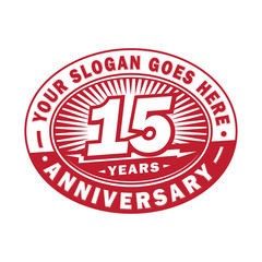 15 years anniversary design template. 15th logo. Red design - vector and illustration.