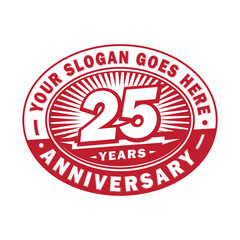 25 years anniversary design template. 25th logo. Red design - vector and illustration.