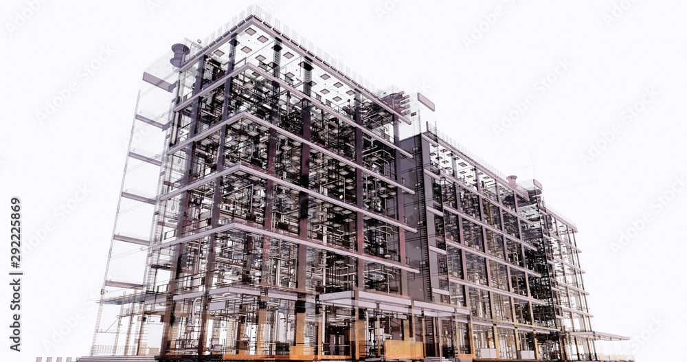 Poster conceptual visualization of the bim model utilities of the building