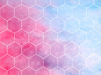 Watercolor hexagon vector color texture