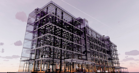 BIM model of building utilities – conceptual 3D rendering