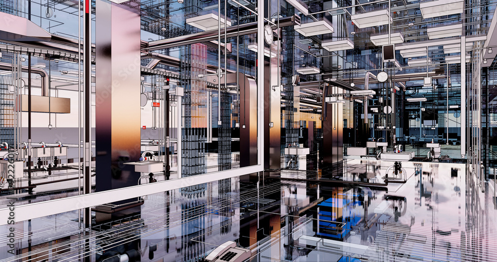 Poster conceptual visualization of the bim model utilities of the building