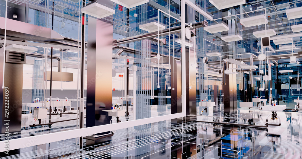 Poster conceptual visualization of the bim model utilities of the building