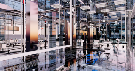 Conceptual visualization of the BIM model utilities of the building	