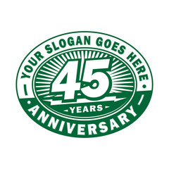 45 years anniversary design template. 45th logo. Green design - vector and illustration.