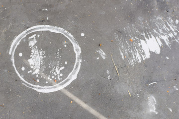 A print of a can of white paint. Concept: repair of a house, apartment. Copy space