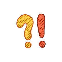 Hand drawn question and exclamation marks isolated on a white. Color sketch. Vector illustration.