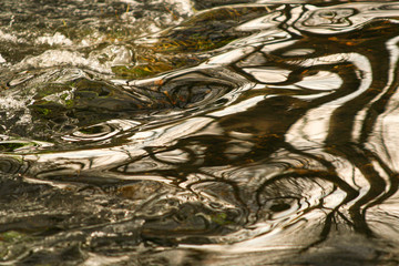 Golden reflections on river water