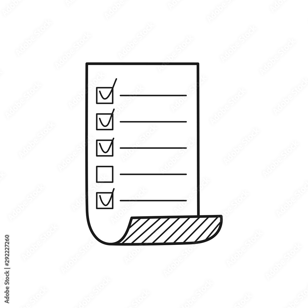 Aufkleber hand drawn check lists paper isolated on a white. sketch of check lists. vector illustration.