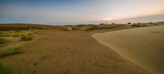 Fototapeta na wymiar Sunset in Thar desert Rajasthan in India