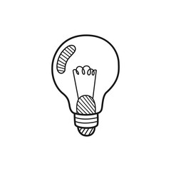 Obraz premium Hand drawn light bulb isolated on a white. Idea concept. Vector illustration.