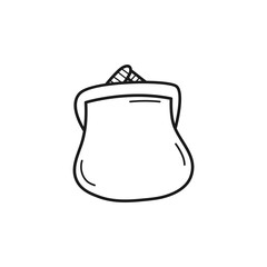 Obraz premium Hand drawn wallet isolated on a white. Sketch of wallet. Vector illustration.