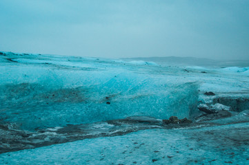 Öræfajökull volcanic glacier in Iceland during a beautiful winter dusk 