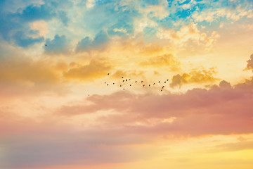 Sunset with clouds Celestial World concept sunrise Fantasy background landscape nature outdoor