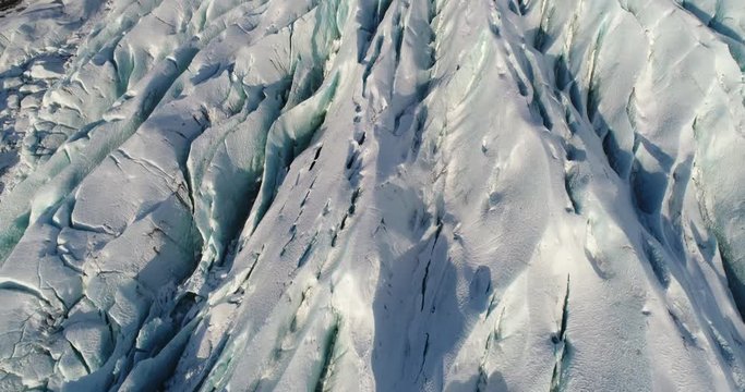 Aerial view of the glacier in Iceland