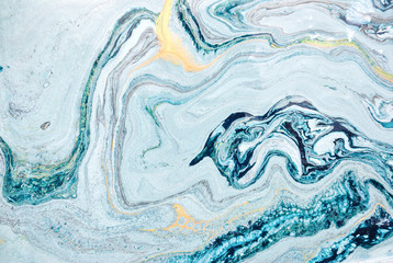 Blue marble abstract acrylic background. Marbling artwork texture. Liquid acrylic pattern