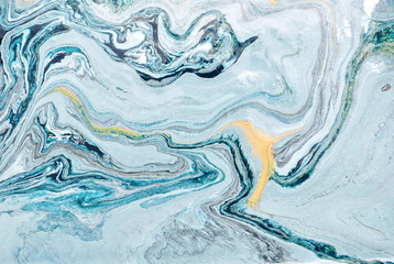 Blue marble abstract acrylic background. Marbling artwork texture. Liquid acrylic pattern
