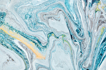 Blue marble abstract acrylic background. Marbling artwork texture. Liquid acrylic pattern