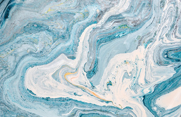 Blue marble abstract acrylic background. Marbling artwork texture. Liquid acrylic pattern