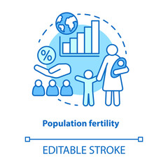 Population fertility concept icon. Birthrate idea thin line illustration. Birth control in different countries. Planned parenthood. Vector isolated outline drawing. Editable stroke
