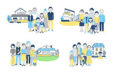 ３世代家族と家　４組セット