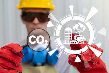 CO2 Carbon Dioxide Eemissions Industrial concept. Analysis and Control Industry Air Pollution.