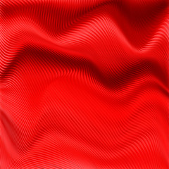 Vector warped lines colorful background. Modern abstract creative backdrop with multicolor variable width stripes. Twisted stripes optical illusion. Red background.