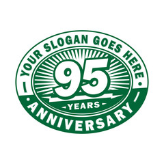 95 years anniversary design template. 95th logo. Green design - vector and illustration.