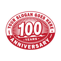 100 years anniversary design template. 100th logo. Red design - vector and illustration.