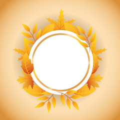 autumn leafs foliage circular frame