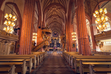 The main nave of Storkyrkan, the oldest church in Gamla Stan and Stockholm Cathedral, Stockholm,...