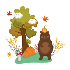 cute animal foliage hello autumn