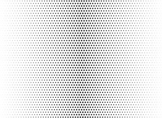 Abstract halftone dotted background. Monochrome futuristic grunge pattern, stars.  Vector modern optical pop art texture for posters, site, postcard, cover, labels, vintage sticker, mock-up layout.