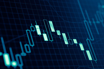 Forex market charts on computer display
