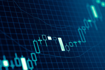 Forex market charts on computer display