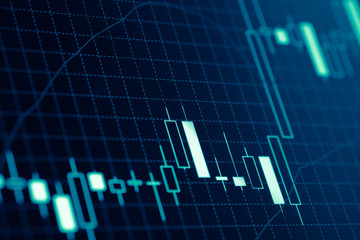 Forex market charts on computer display