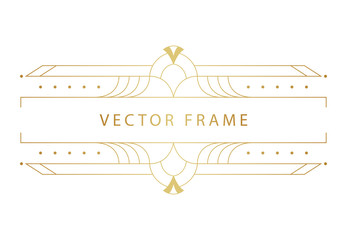 Vector art deco design template. Abstract vintage frame with space for text. Trendy retro invitation.