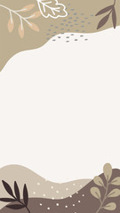 Obraz premium Abstract floral vector modern stories background. Hand-drawn leaves template.