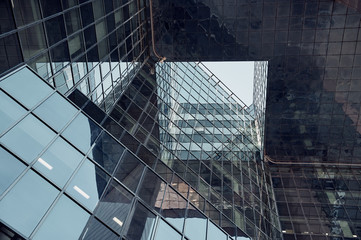 Part of modern glass building of London