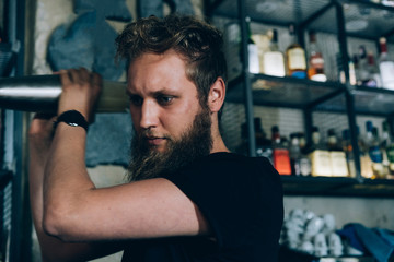 Barman Preparing a Mojito In A Cocktail Bar.