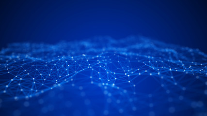 Obraz premium Big data visualization. Abstract background with connecting dots and lines. 3D rendering. High resolution.