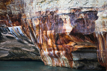 Natural texture Pictured Rocks National Lakeshore in the south shore of Lake Superior in Michigan’s Upper Peninsula.