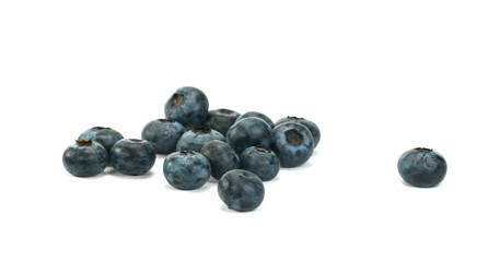 Sweet blueberries isolated on white .